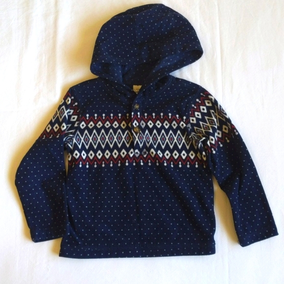 carter's patterned fleece henley hoodie sweatshirt 3T toddler boys - Picture 1 of 8